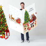 GRANDES Navidades Tarjeta Santa y Elfos Añadir nom<br><div class="desc">Lleno de diversión para los Navidades. Agregar nombres de destinatarios de regalo en etiquetas de regalo. En el interior,  agregue texto y firma. La tarjeta llega en un sobre enorme.</div>