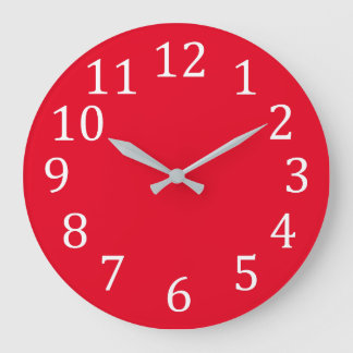 Grandes números blancos Relojes de pared rojos