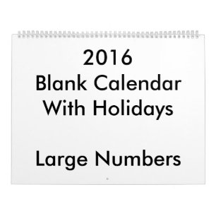 Grandes números grandes en el calendario en blanco
