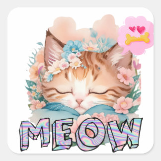 Grandes Pegatinas de gato de 8" x 8" de corte Pers