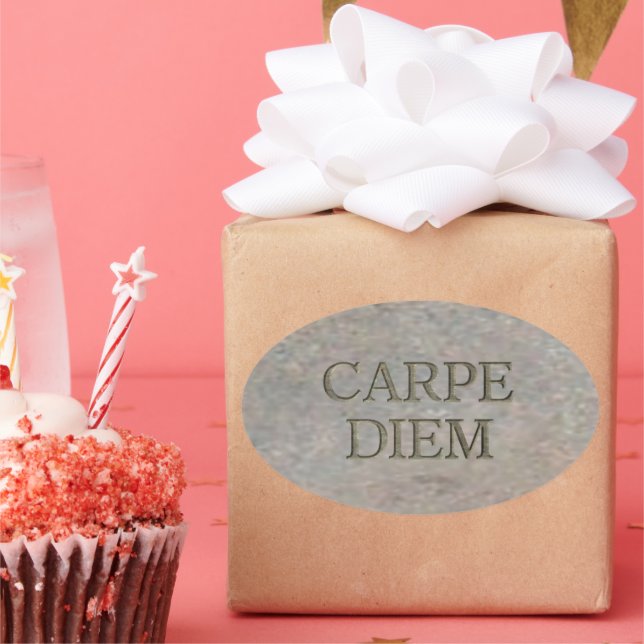 Grandes pegatinas ovales de Carpe Diem Stone (Fiesta)