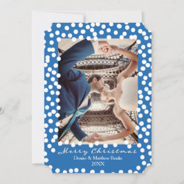 Grandes puntos de nieve en la tarjeta de Navidades