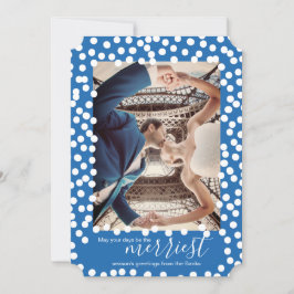 Grandes puntos de nieve en la tarjeta de Navidades