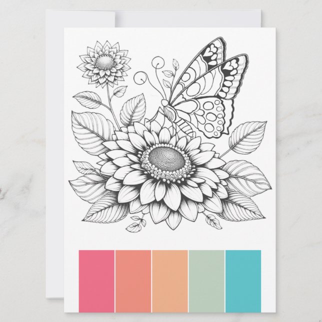 Grandes Tarjetas de Coloración de Mariposa Páginas (Anverso)