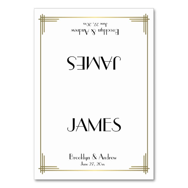 Grandes Tarjetas de Lugar Boda Gatsby White Art De (Anverso)