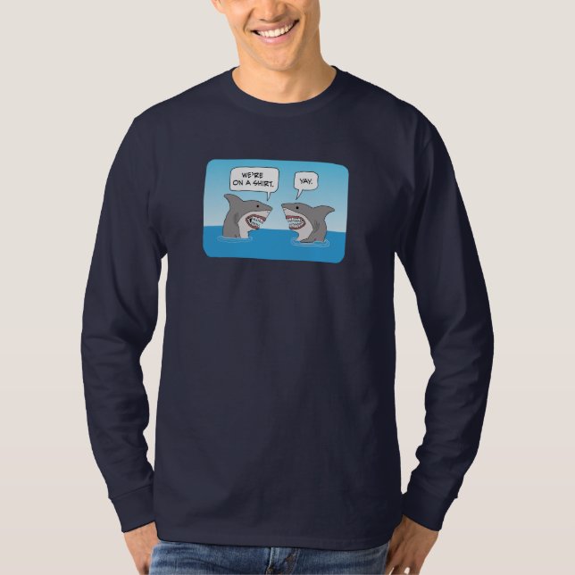 Grandes tiburones blancos graciosos en camisetas o (Anverso)