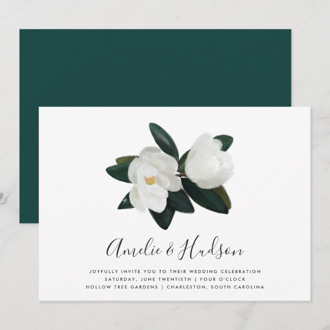 Grandiflora | Invitación a la boda de la Magnolia  (Anverso / Reverso)