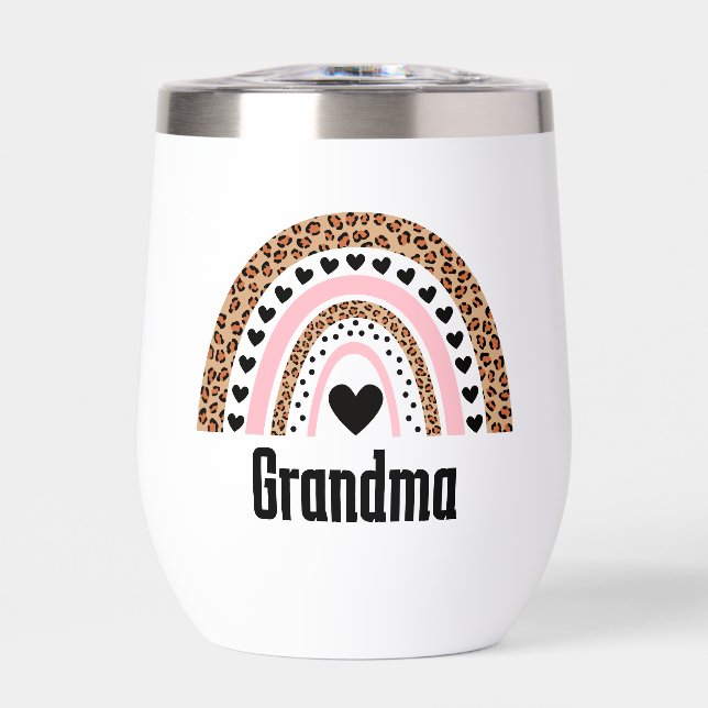 Grandma cute rainbow black &white Water Bottle (Frente)