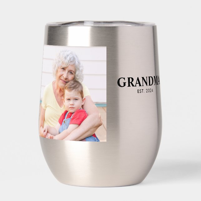 Grandma Established Script Black Photo (Trasero)