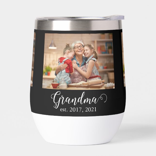 Grandma Established Year Modern White Script Photo (Izquierdo)