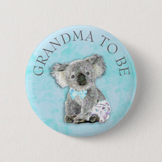 GRANDMA para ser el botón de Baby Shower Koala Oso (Anverso)