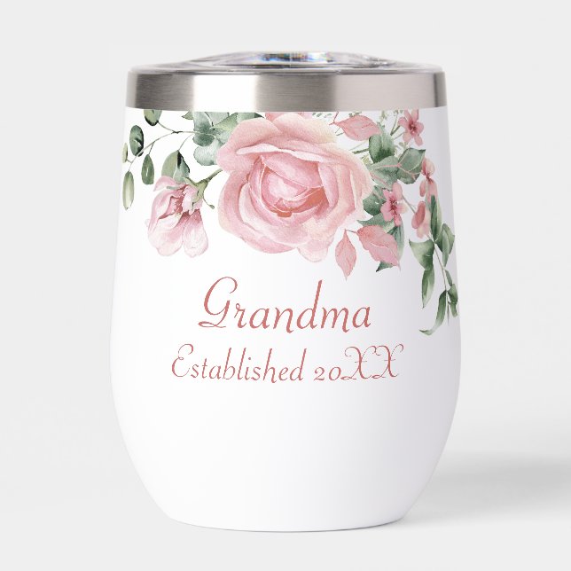 Grandma Year Established Custom Pink Roses  (Frente)