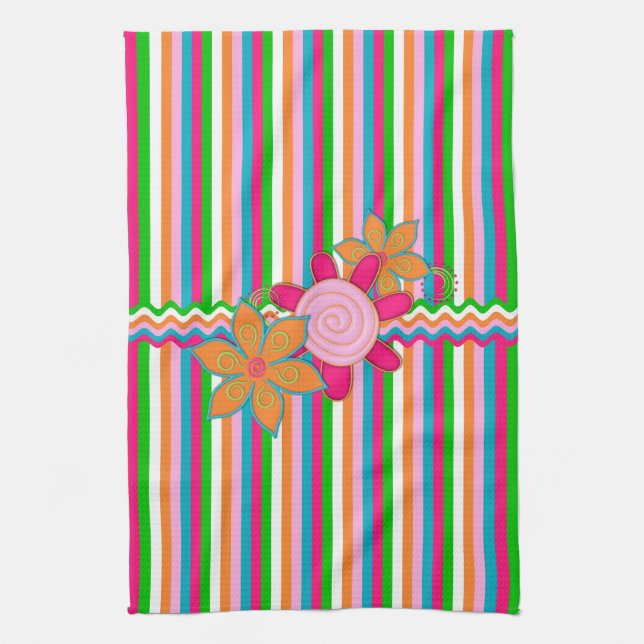 Grandmas Garden Stripes Kitchen Toalla (Vertical)