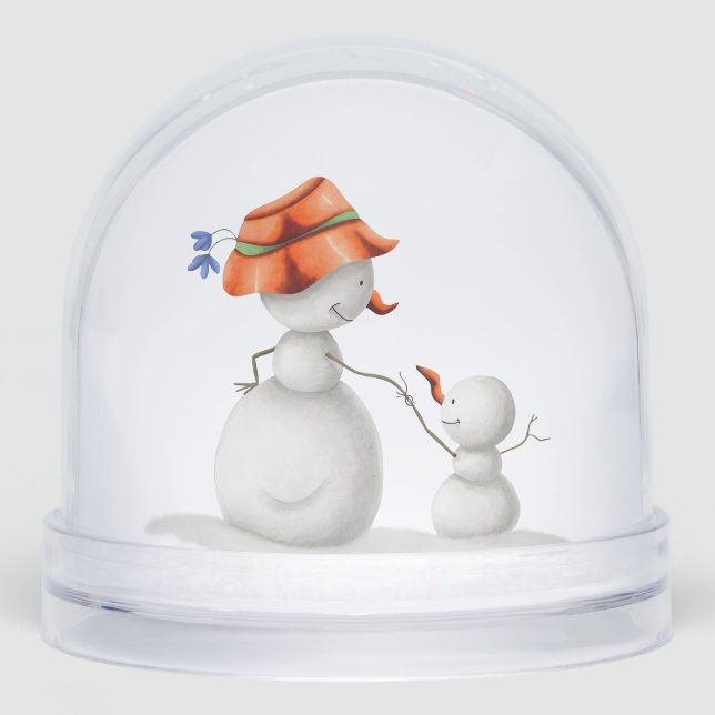 Grandmother Grandson Snowman Holding Hands (Anverso)