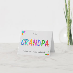 GRANDPA Tarjeta plegada de cumpleaños Boho negrita