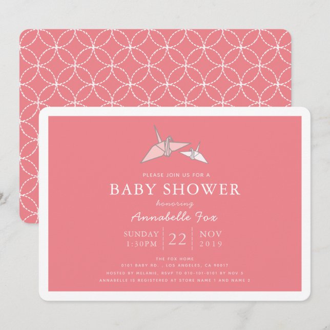 Grándulas de papel de origami Invitación de Baby S (Anverso / Reverso)