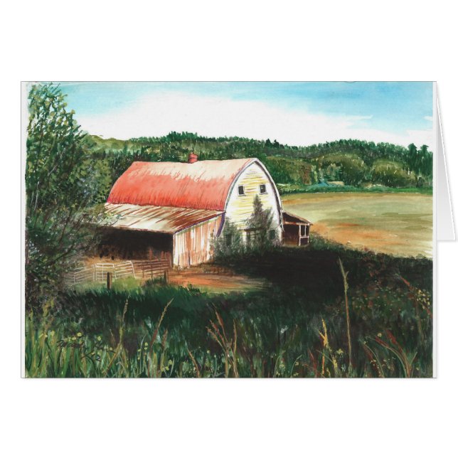 Granero rojo en un campo (Anverso (Horizontal))