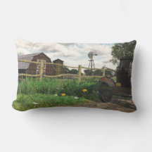 Granero rojo viejo y Cojín decorativo oxidado del