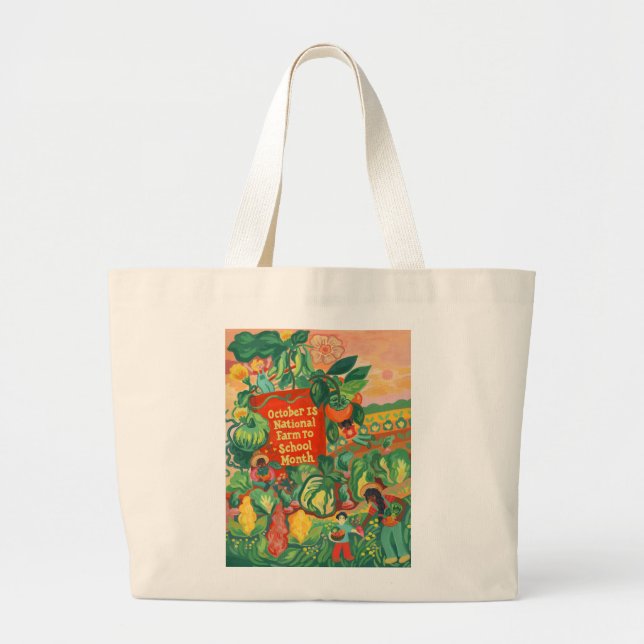 Granja a escuela Mes cuadrado Bolsa de Arte Tote (Frente)