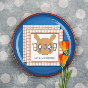 Granja Animal Birthday Bunny Naranja Gingham