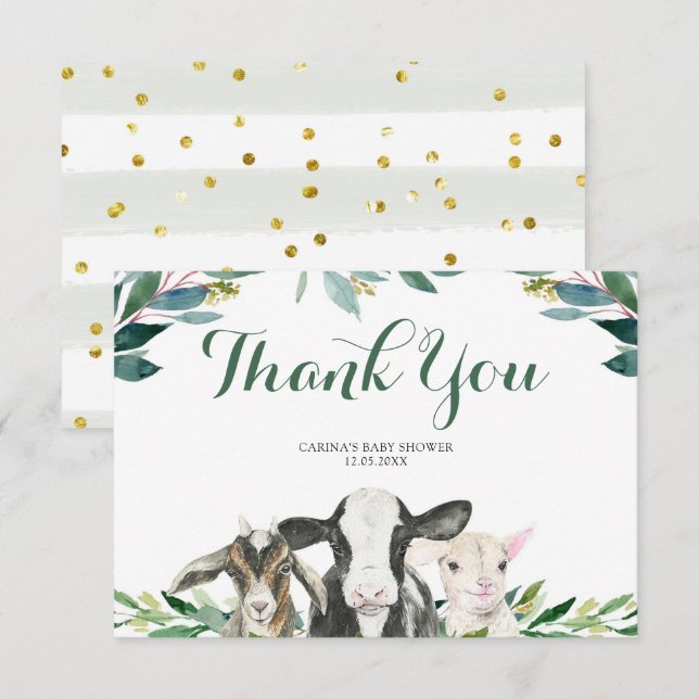 Granja Animal Greenerenery Boy Gracias Tarjeta (Anverso / Reverso)