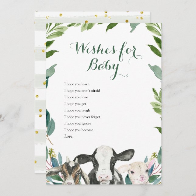 Granja Animal Greenery Boy Wire para la tarjeta de (Anverso / Reverso)