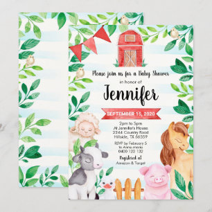 Granja Baby Shower Invitación Granja Animales Duch