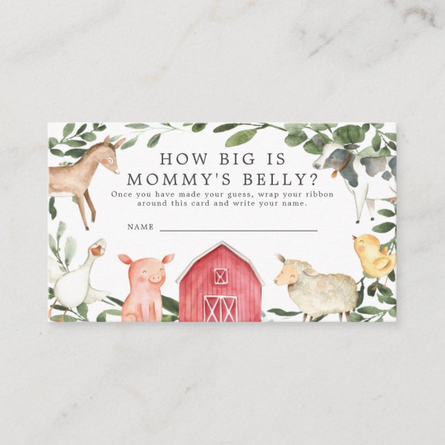 Granja Baby Shower ¿Qué tan grande es la tarjeta B (Anverso)