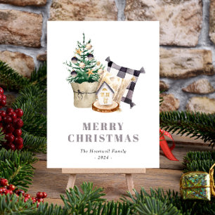 Granja de acuarela Navidad rústica
