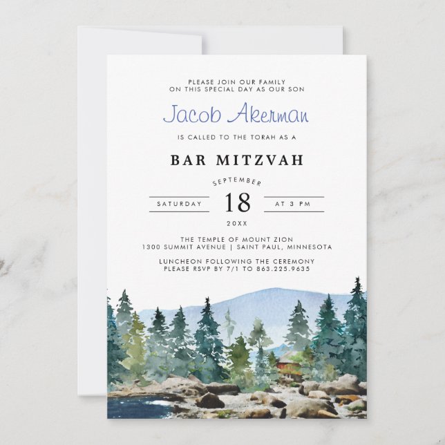 Granja de Acuarela Rústica | Bar Mitzvah (Anverso)