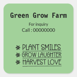 Granja de cultivo verde Contacto no pegatina de co