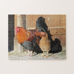 Granja de gallos y gallinas Escena Rompecabezas