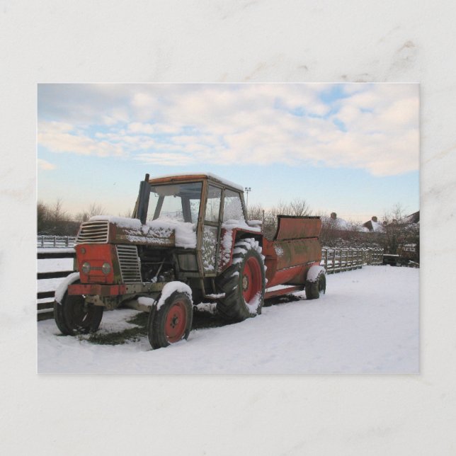Granja de invierno con postal de nieve (Anverso)