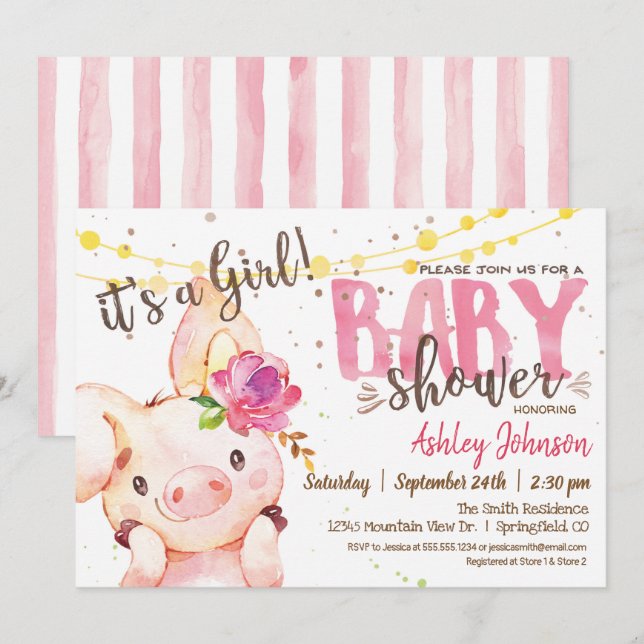 Granja de invitación de la granja de chica Pig Bab (Anverso / Reverso)