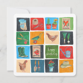 Granja de jardín de cumpleaños feliz | Tarjeta de