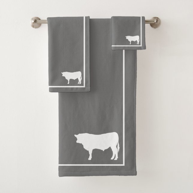Granja de silueta de toro gris y blanco (In situ)