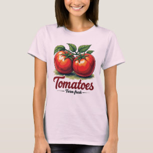 Granja de tomates frescos camiseta gráfica femenin