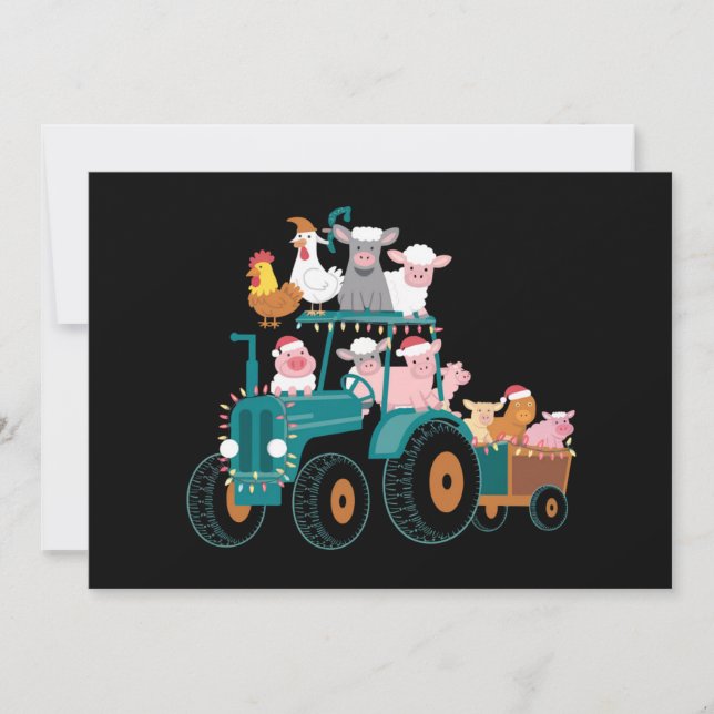 Granja de Tractor de Navidad Divertido Día Festivo (Anverso)