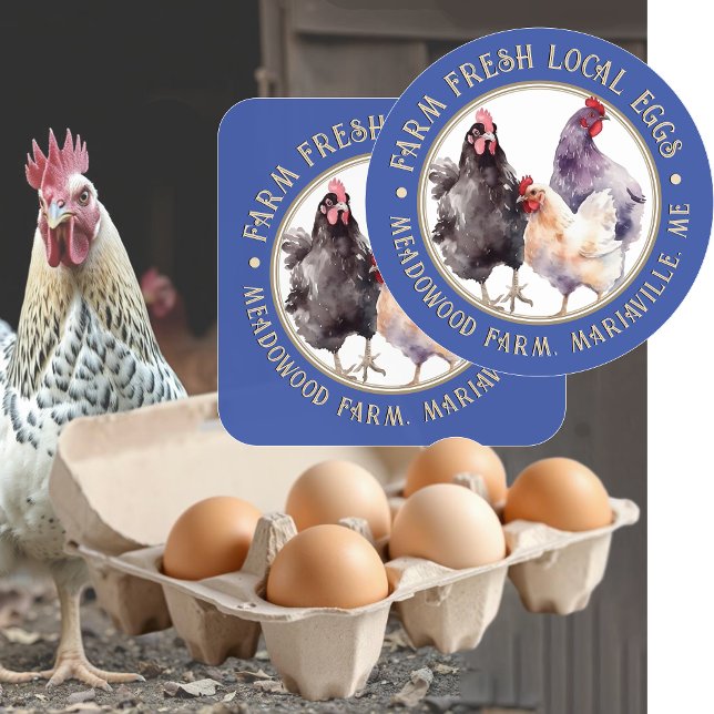 Granja Fancy Blue Egg Carton Etiqueta Eggs frescos (Subido por el creador)