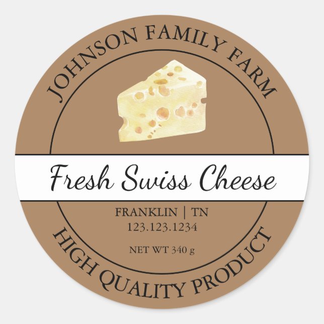 Granja Fresca Sello de queso suizo marrón (Anverso)