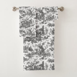 Granja Rústica Vintage Toile Francés-Negro y Blanc