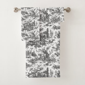 Granja Rústica Vintage Toile Francés-Negro y Blanc