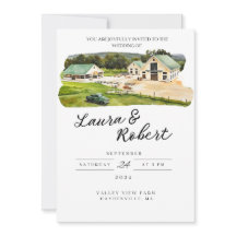 Granja Valley Hill Massachusetts Invitación Acuare