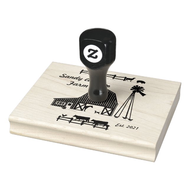 granjas de granjas vacas Sello de arte de madera (Sello)