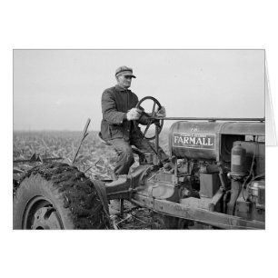 Granjero conduciendo tractor, 1937