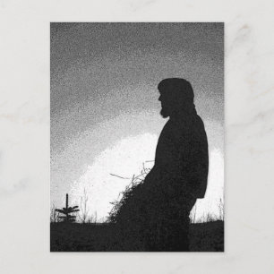 Granjero en la postal del atardecer