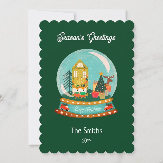 Granjero Feliz Navidad Nieve Globe Santa Deer (Anverso)