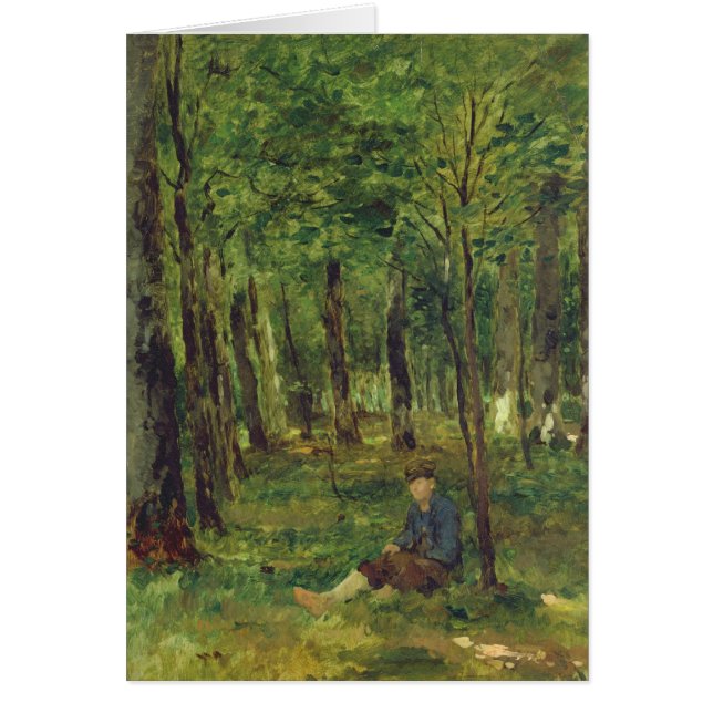 Granjero joven que se sienta en el bosque, 1878 (Frente)