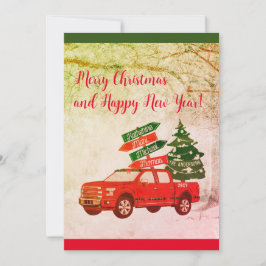 Granjero Rustic Vintage Camión Rojo Feliz Navidad