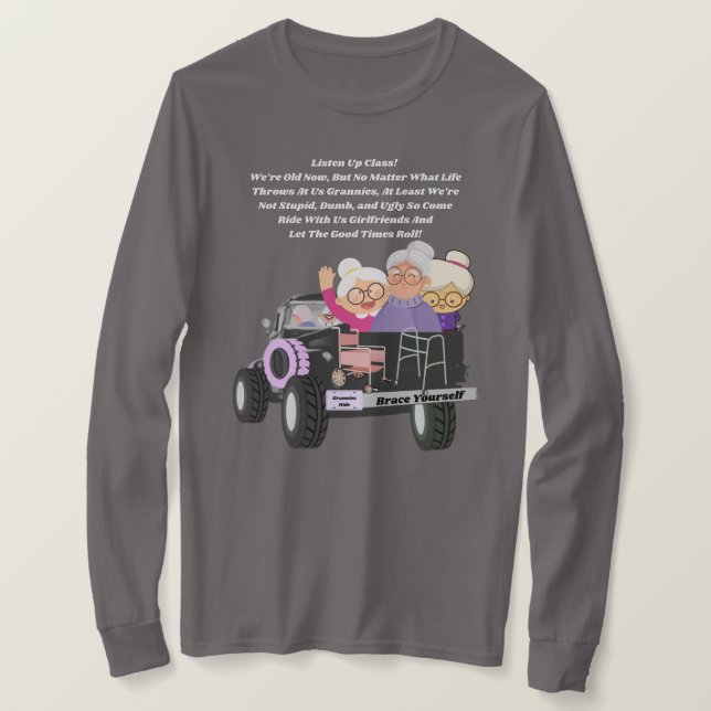 Grannies Montan Camiseta De Larga Manga Gris (Anverso del diseño)